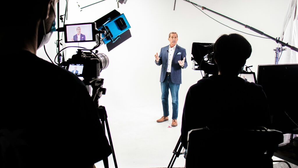 Documentary subject filmed under studio lighting for a human-interest story